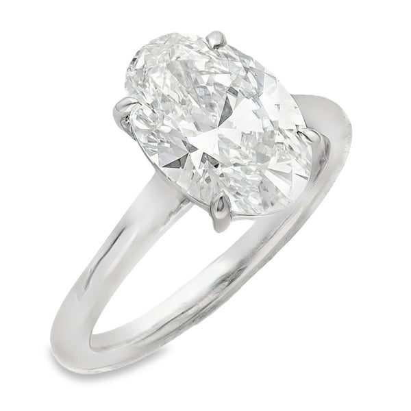 LAB 3.07CT  D VS1  OVAL PLATINUM SOLITAIRE