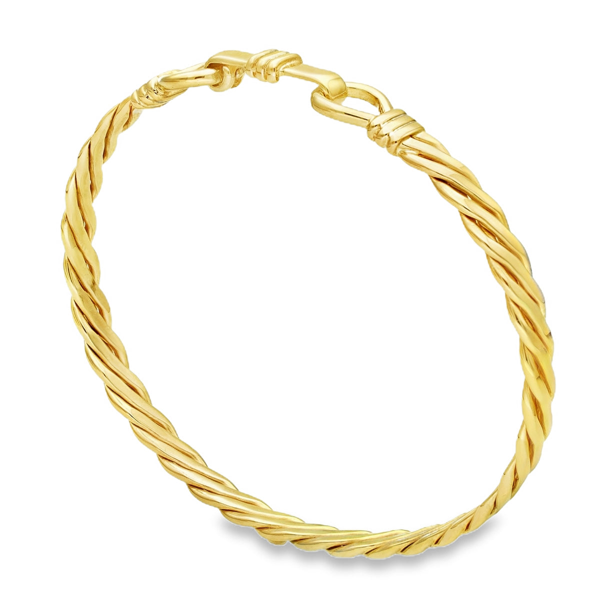 9ct Yellow Gold Twist Bangle - 18cm - 13.9g