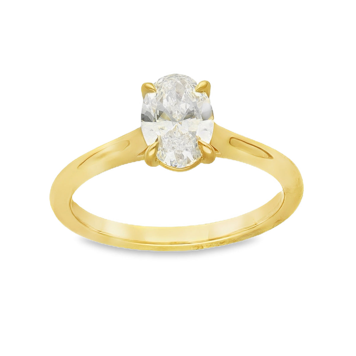 Lab 1.01ct D Vs1 Oval 18ct Yellow Gold Solitaire