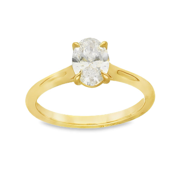Lab 1.01ct D Vs1 Oval 18ct Yellow Gold Solitaire