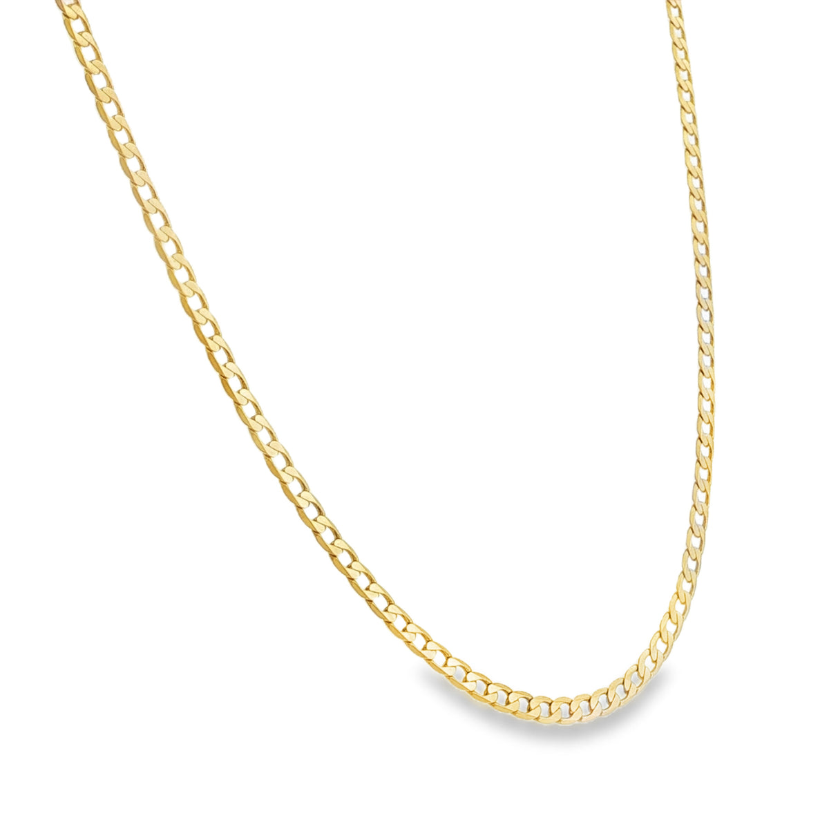 9ct Yellow Gold Open Flat Curb Chain - 20"- 6.1g
