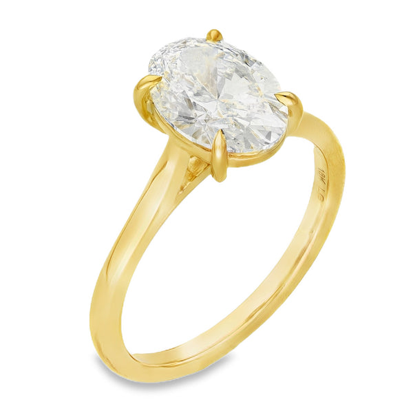 Lab 2.01ct D Vs1 Oval 18ct Yellow Gold Solitaire