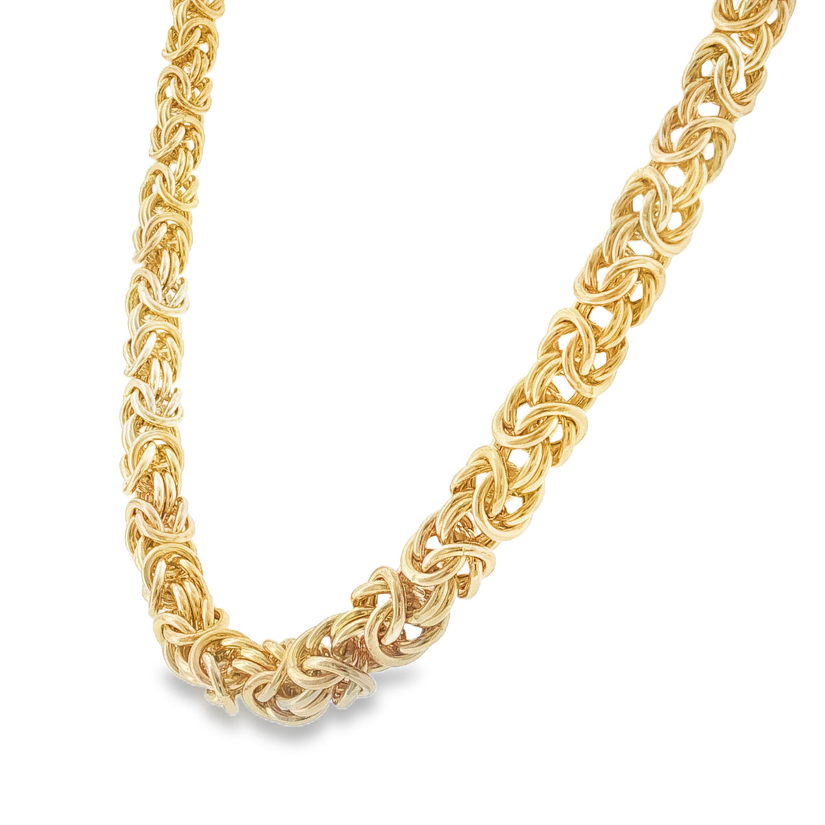 9ct Yellow Gold Hollow Byzantine Chain - 18" - 31.8g