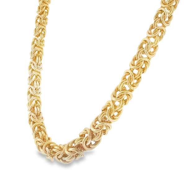 9ct Yellow Gold Hollow Byzantine Chain - 18" - 31.8g