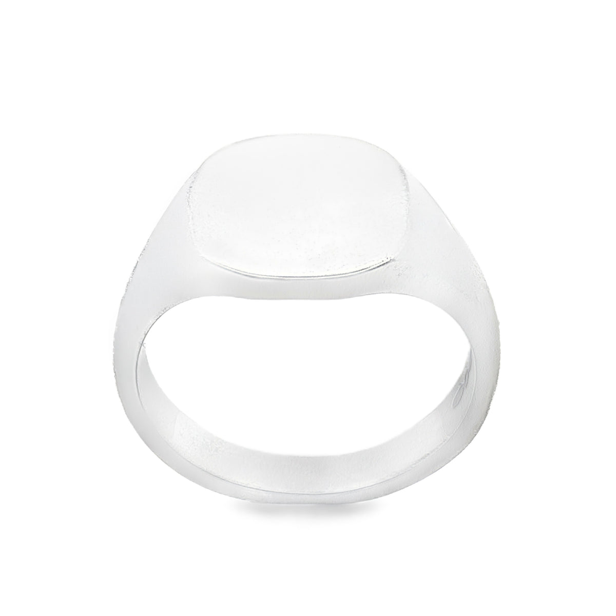 925 Silver Plain Cushion Signet Ring - Size T - 14mm