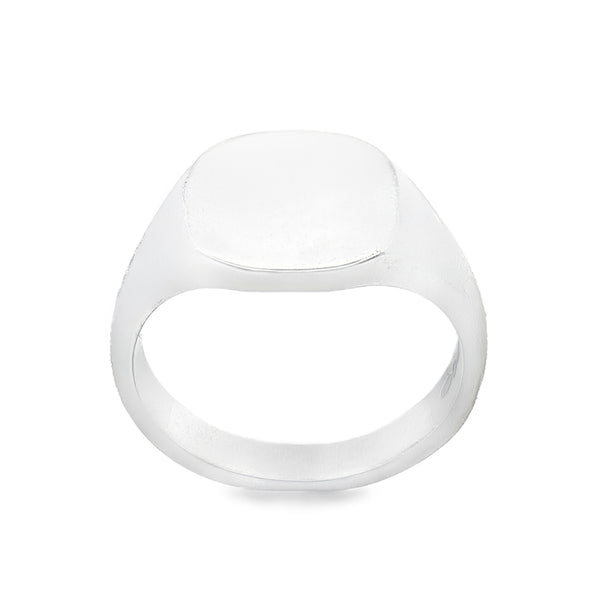 925 Silver Plain Cushion Signet Ring - Size T - 14mm