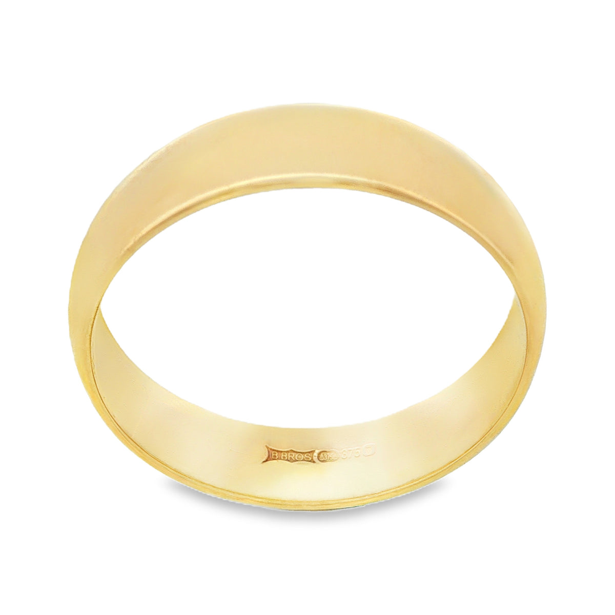 9ct Yellow Gold D-Shape Wedding Band - Size T½ - 7mm