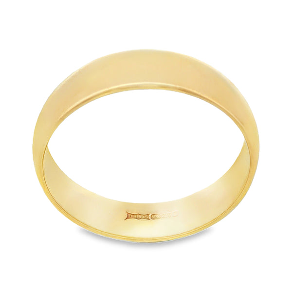 9ct Yellow Gold D-Shape Wedding Band - Size T½ - 7mm