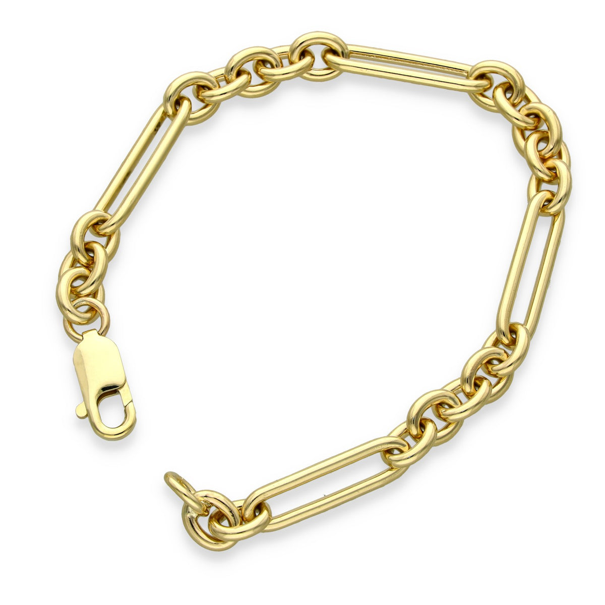 9ct Yellow Gold Heavy Figaro Bracelet - 8" - 19.9g
