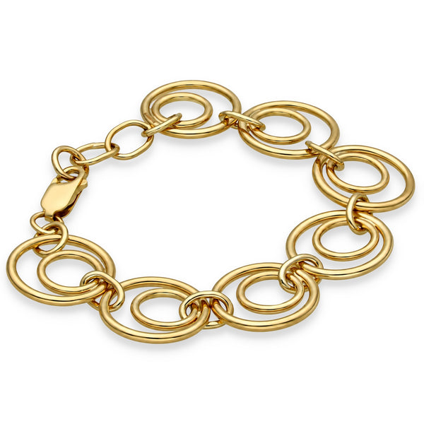 9ct Yellow Gold Open Double Circle Bracelet - 6.5" - 19.1g