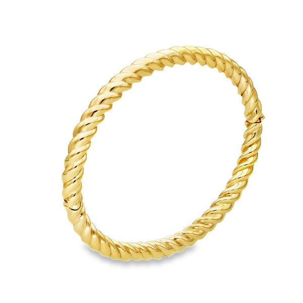 9ct Yellow Gold Hollow Twist Bangle - 6mm - 18cm - 14.6g