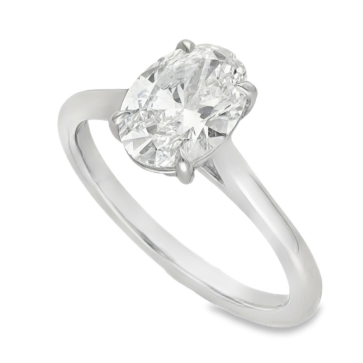 Lab Grown 1.50CT  Diamond Oval Cut Platinum Engagement Ring D VS1