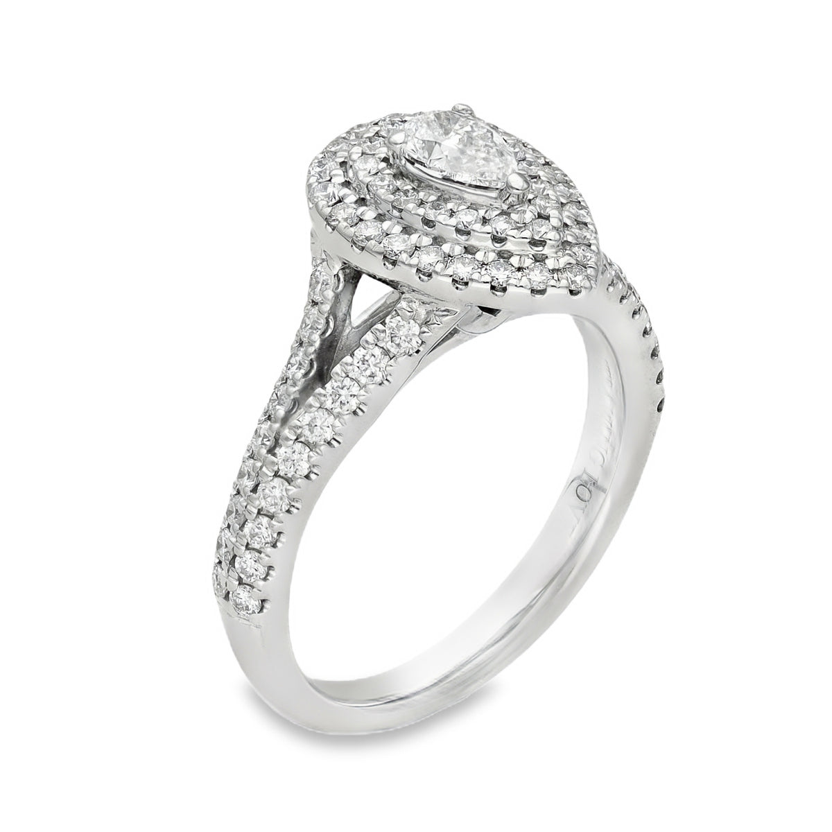 18ct White Gold Diamond Halo Engagement Ring - Size M½ - 0.95ct