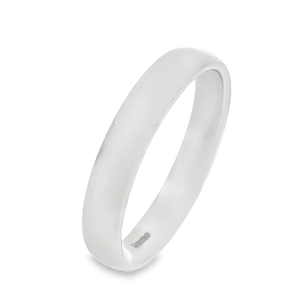 18ct White Gold Plain Court Wedding Band - Size S - 4mm
