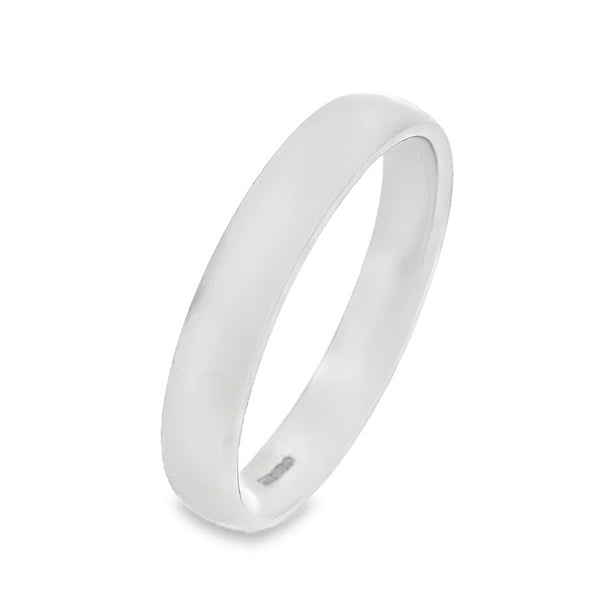 18ct White Gold Plain Court Wedding Band - Size S - 4mm