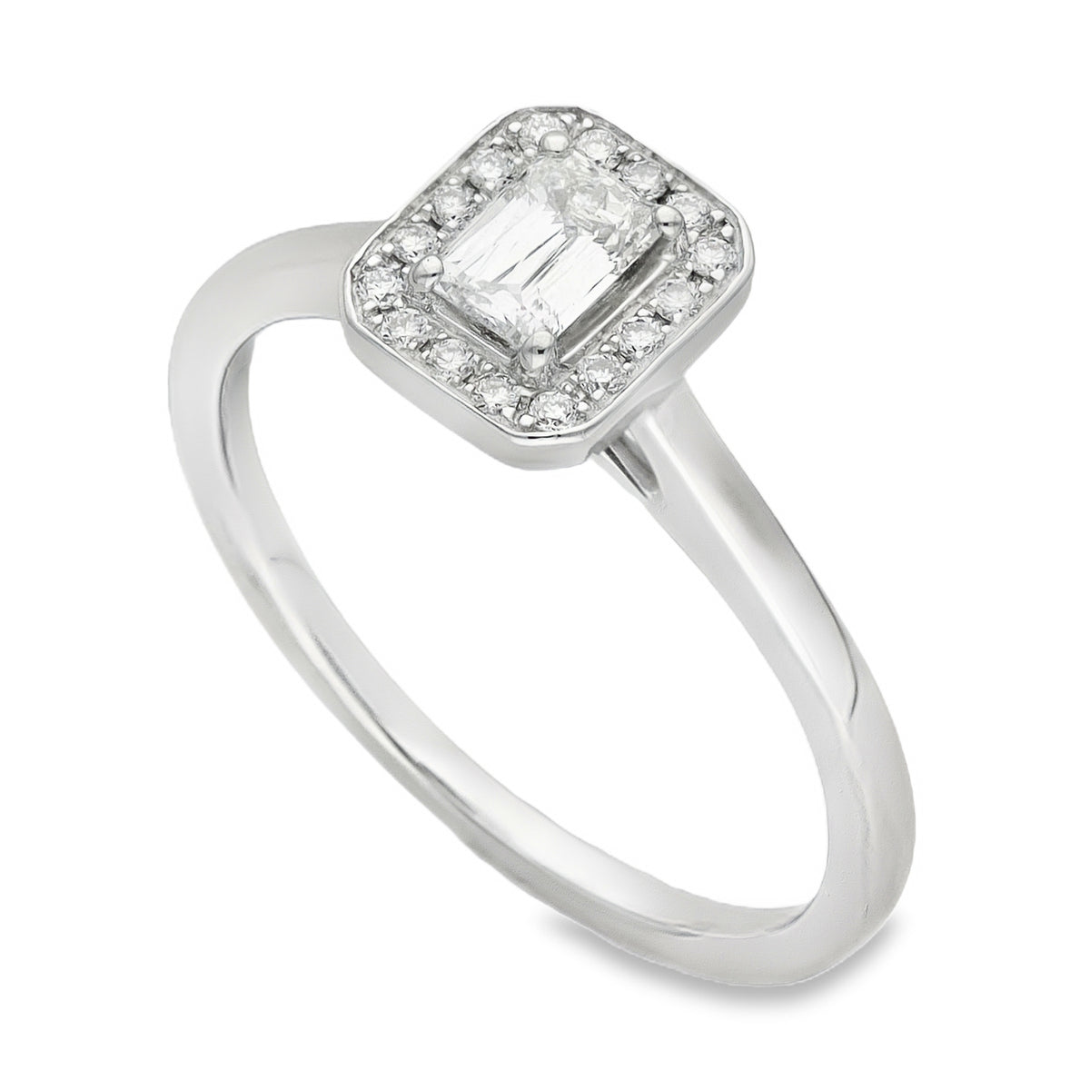 950 Platinum Diamond Halo Engagement Ring - Size P - 0.49ct