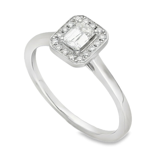 950 Platinum Diamond Halo Engagement Ring - Size P - 0.49ct