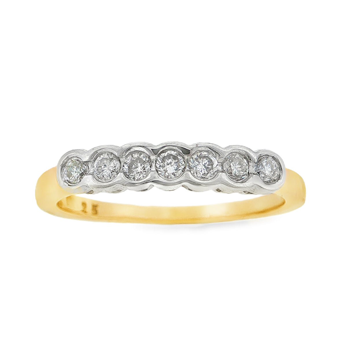 9ct Yellow & White Gold Diamond Eternity Ring - Size M - 0.25ct