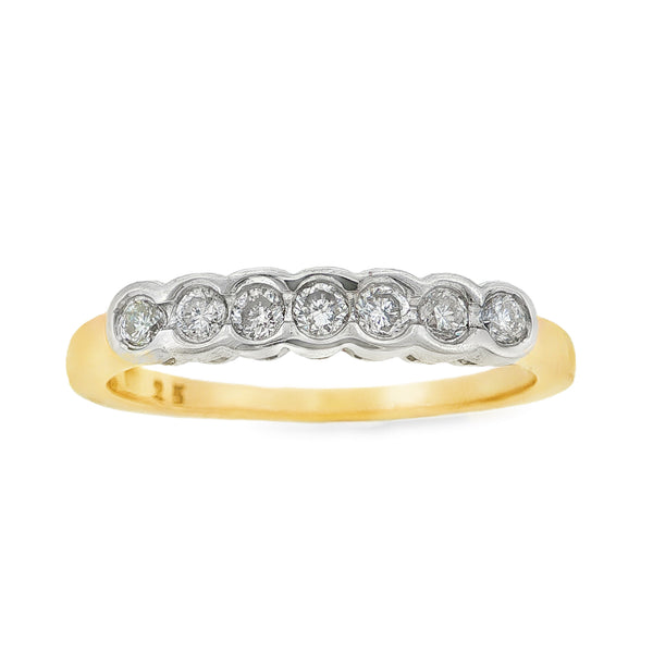 9ct Yellow & White Gold Diamond Eternity Ring - Size M - 0.25ct