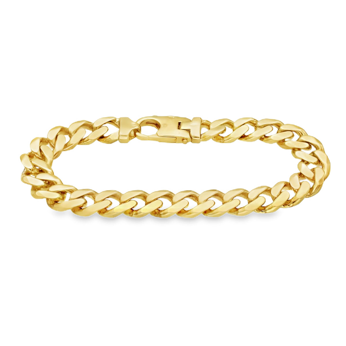 9ct Yellow Gold Heavy Oval Curb Bracelet - 9" - 50.6g