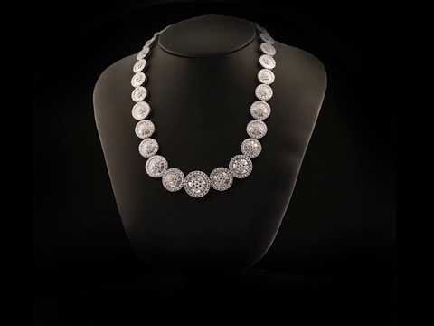 18ct White Gold Graduated Diamond Collarette - 16" - 33.50ct