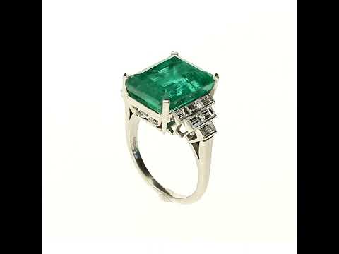 Ladies Certified Platinum Diamond & Emerald Ring - 11.04ct