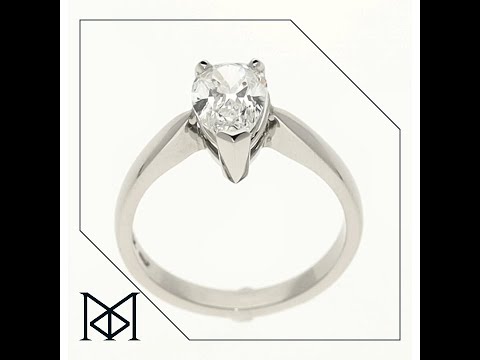 Ladies Platinum Pear Cut Diamond Solitaire Ring - 1.53ct